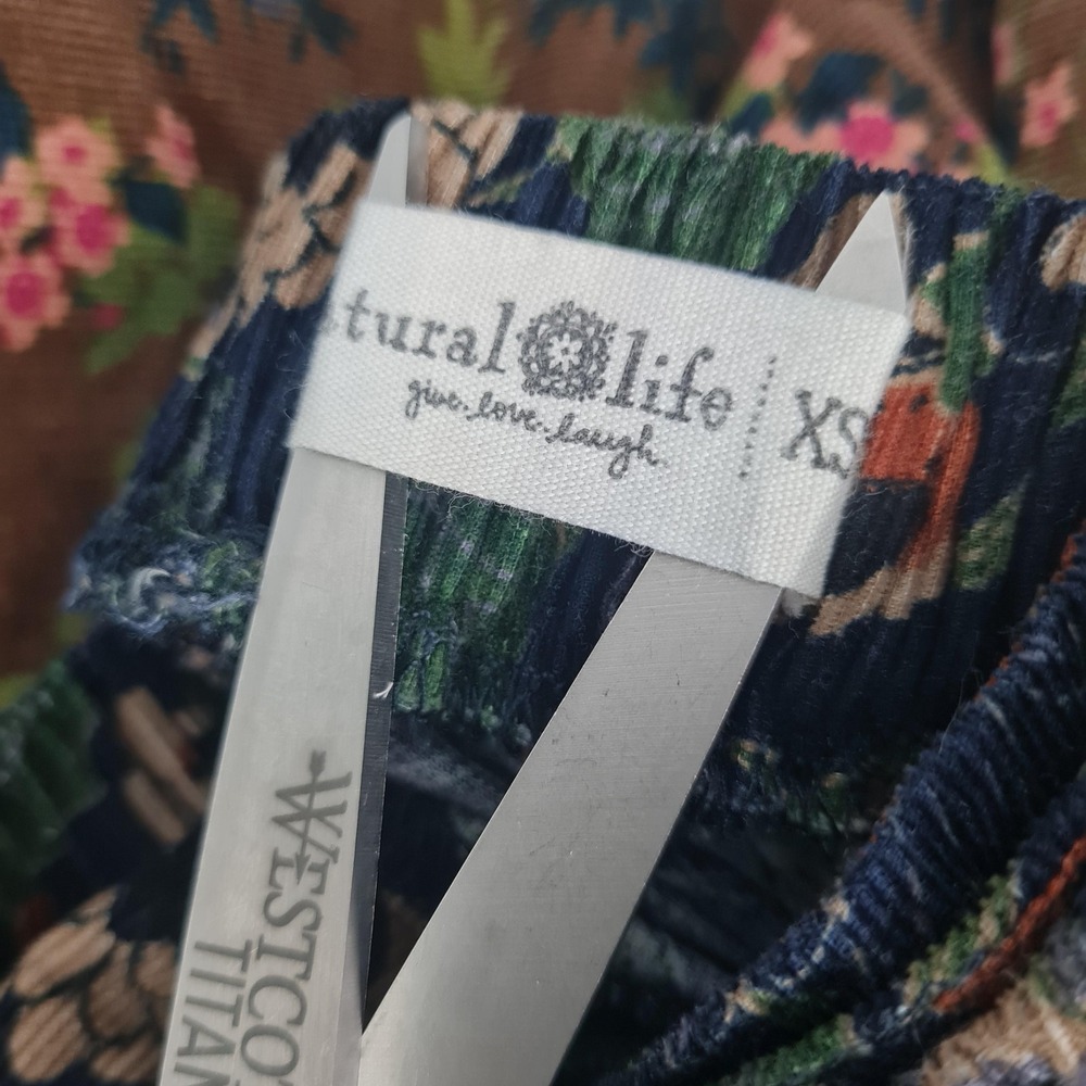 Natural Life Skirt Womens XS Multicolor Floral Corduroy Patchwork Maxi Peasant - Picture 15 of 16